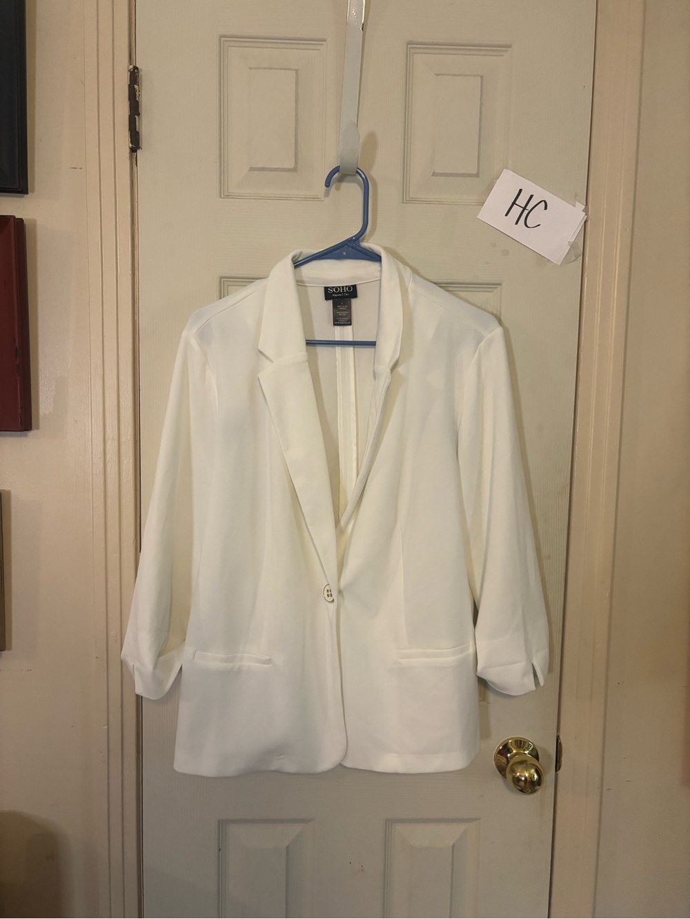 Soho Apparel Cream Single-Button Notch Lapel Blazer